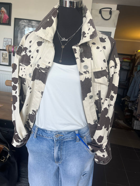 Jeansjacke , Kuhprint
