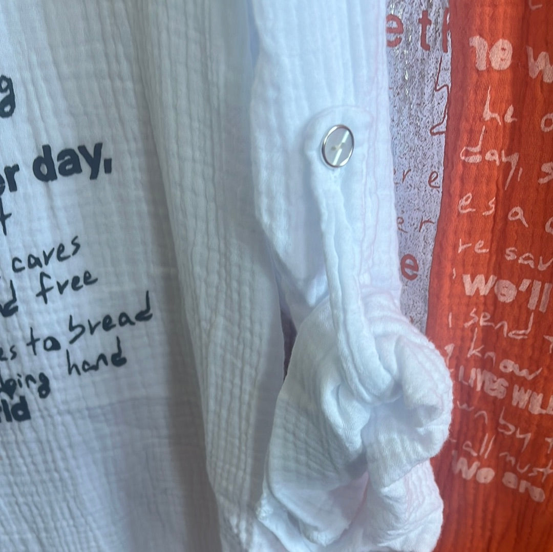 Bluse, Shirt mit Silberschrift