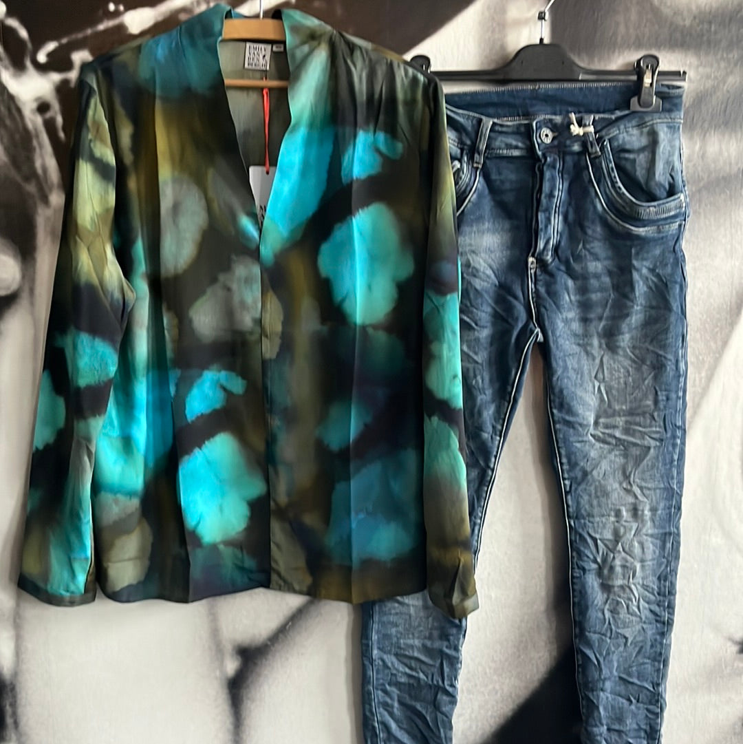 Bluse , navy aquarell, Emily van den Bergh