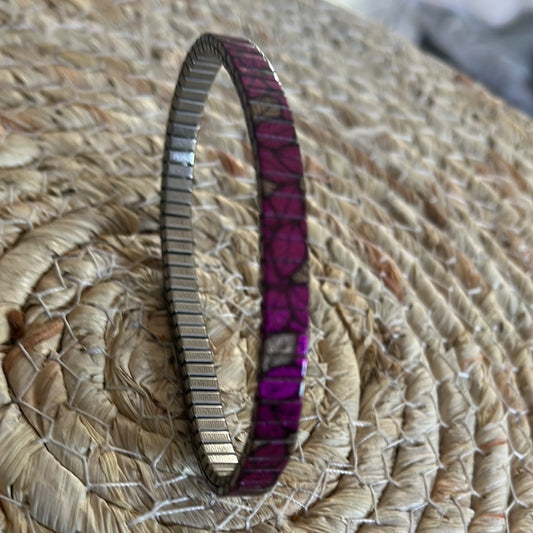 Armband ,Pink Blätter, 6 mm, Banded