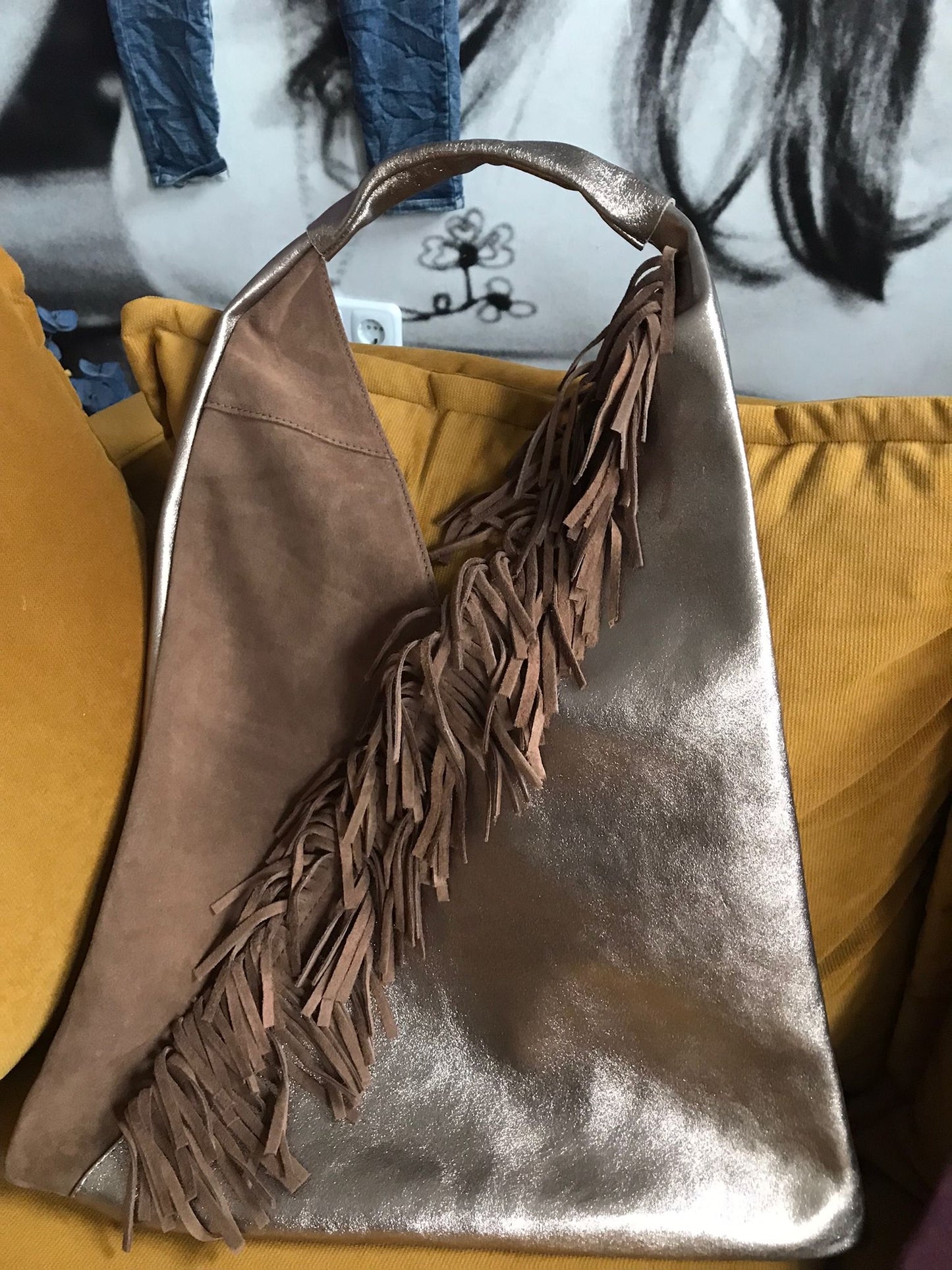 Tasche/ Fransen, Materialmix