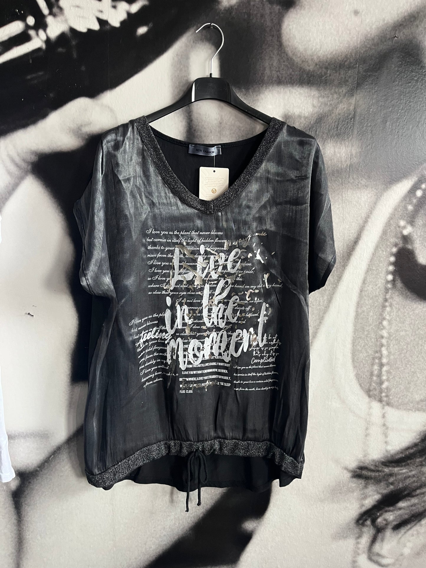 Bluse, Shirt, mit Schrift