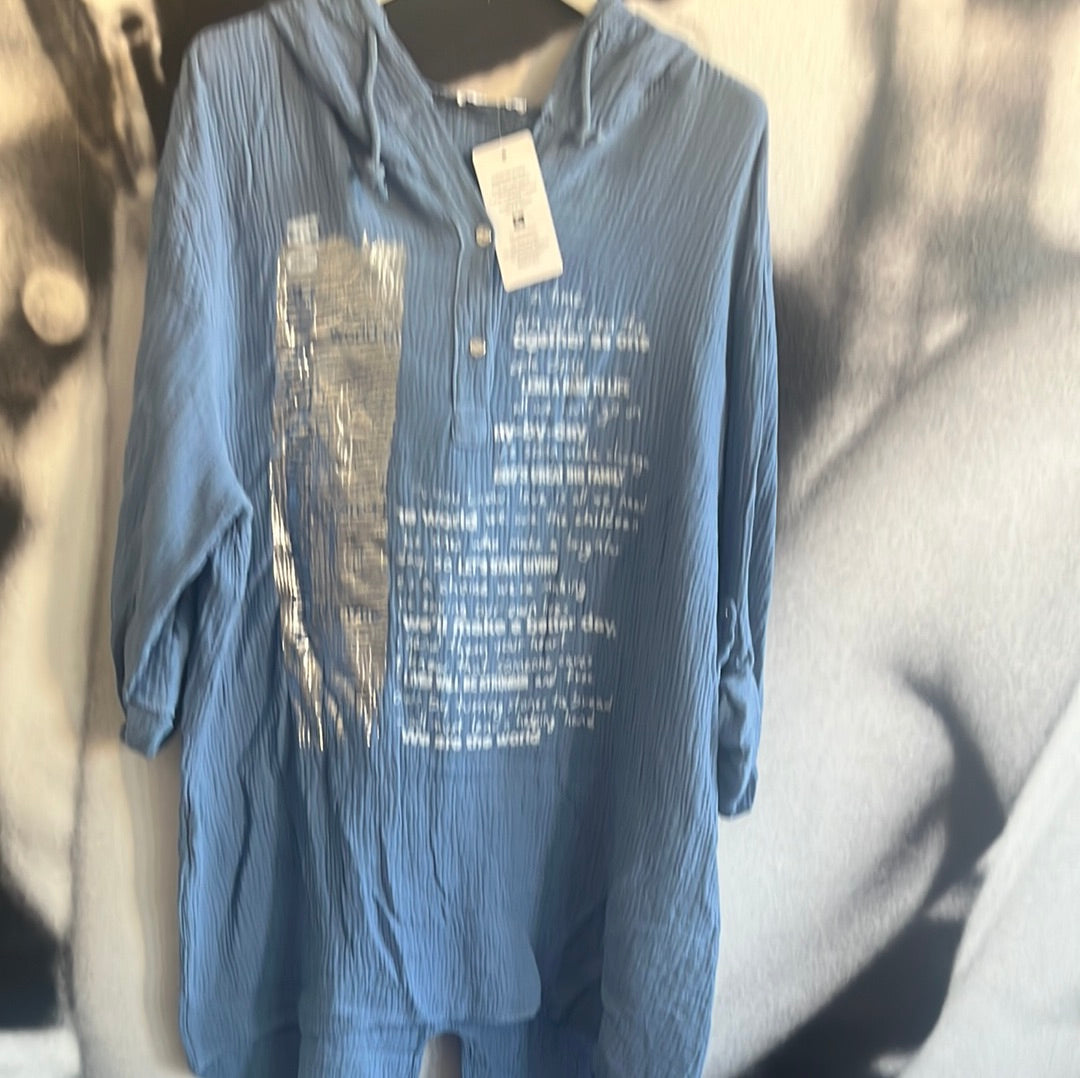 Bluse, Shirt mit Silberschrift