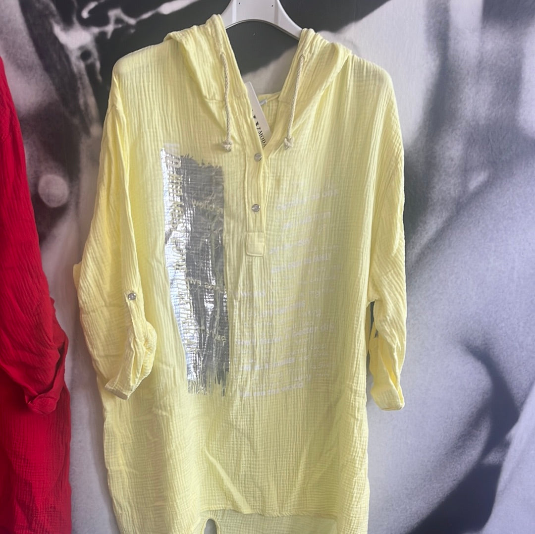 Bluse, Shirt mit Silberschrift