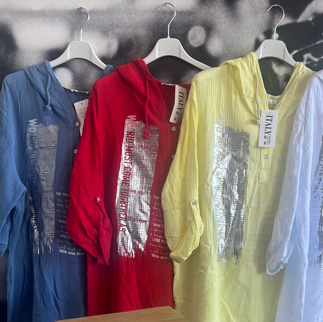Bluse, Shirt mit Silberschrift