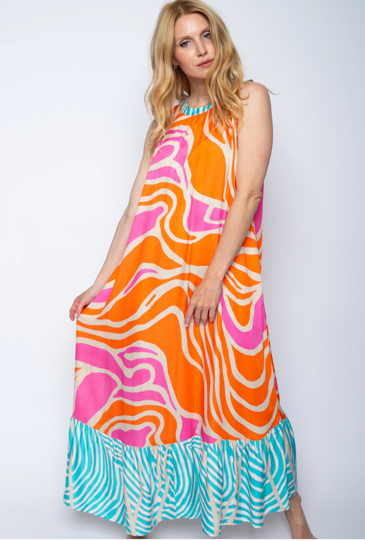 Kleid , Orange/ Pink , Emily van den Bergh