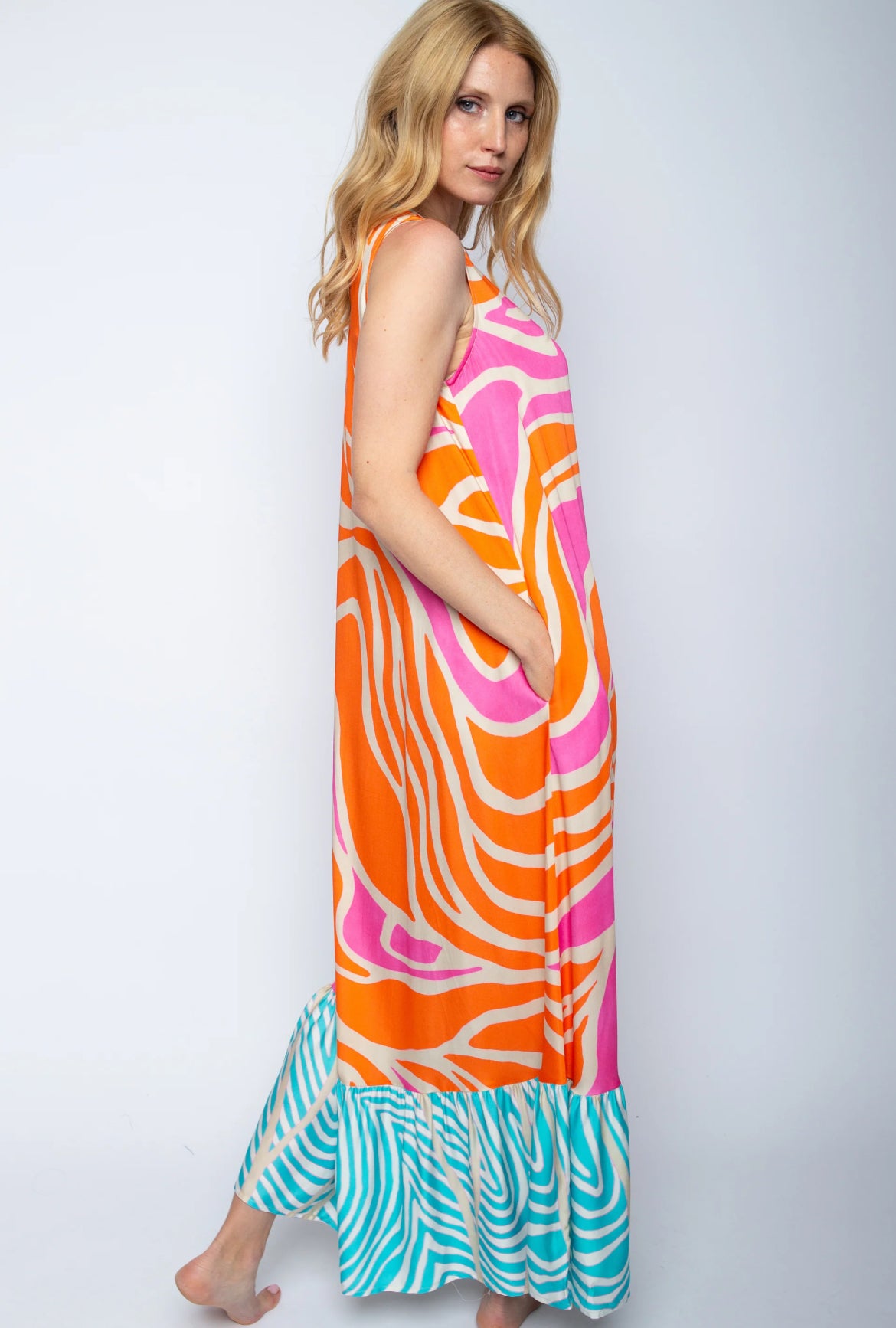 Kleid , Orange/ Pink , Emily van den Bergh