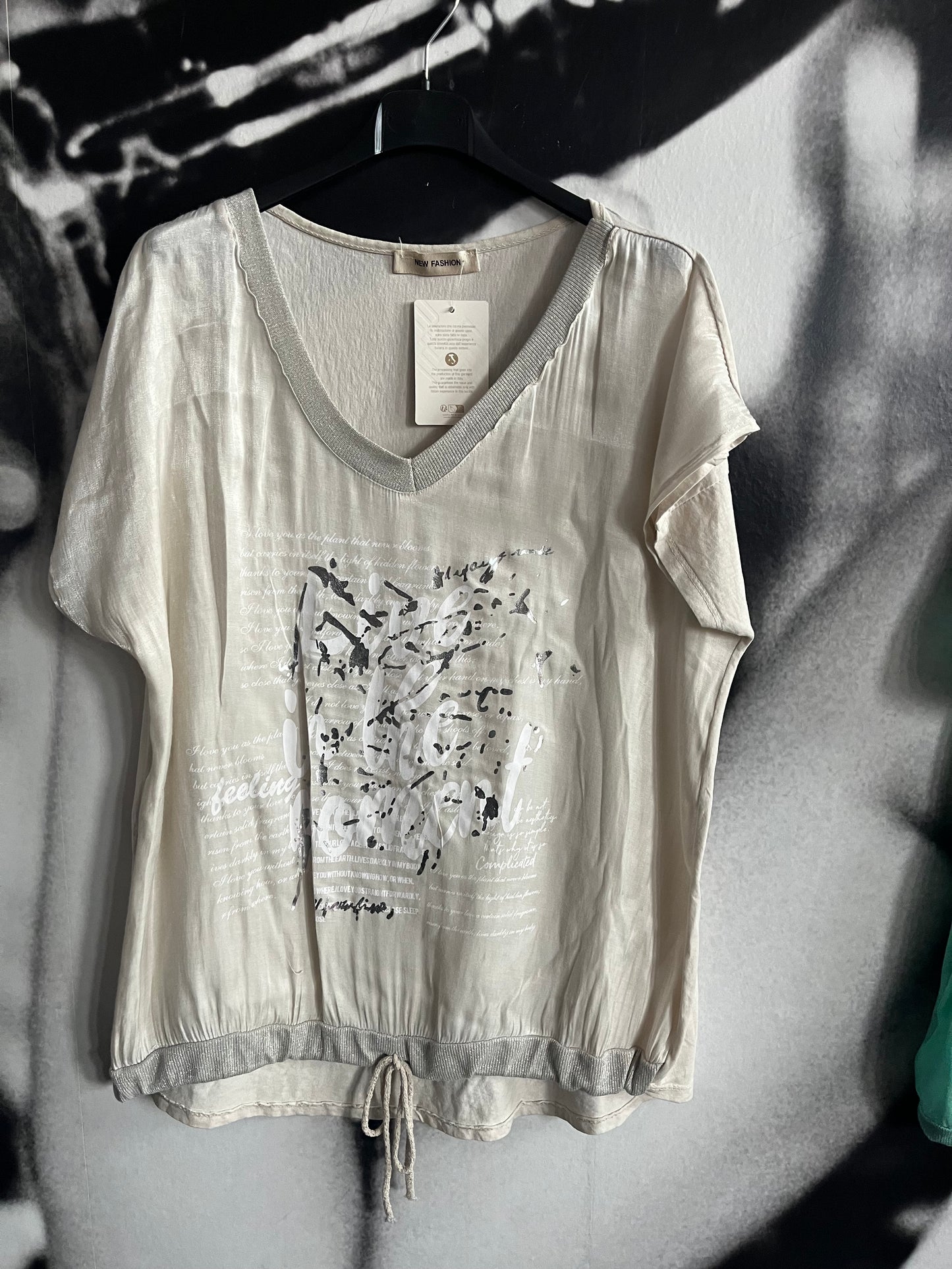 Bluse, Shirt, mit Schrift