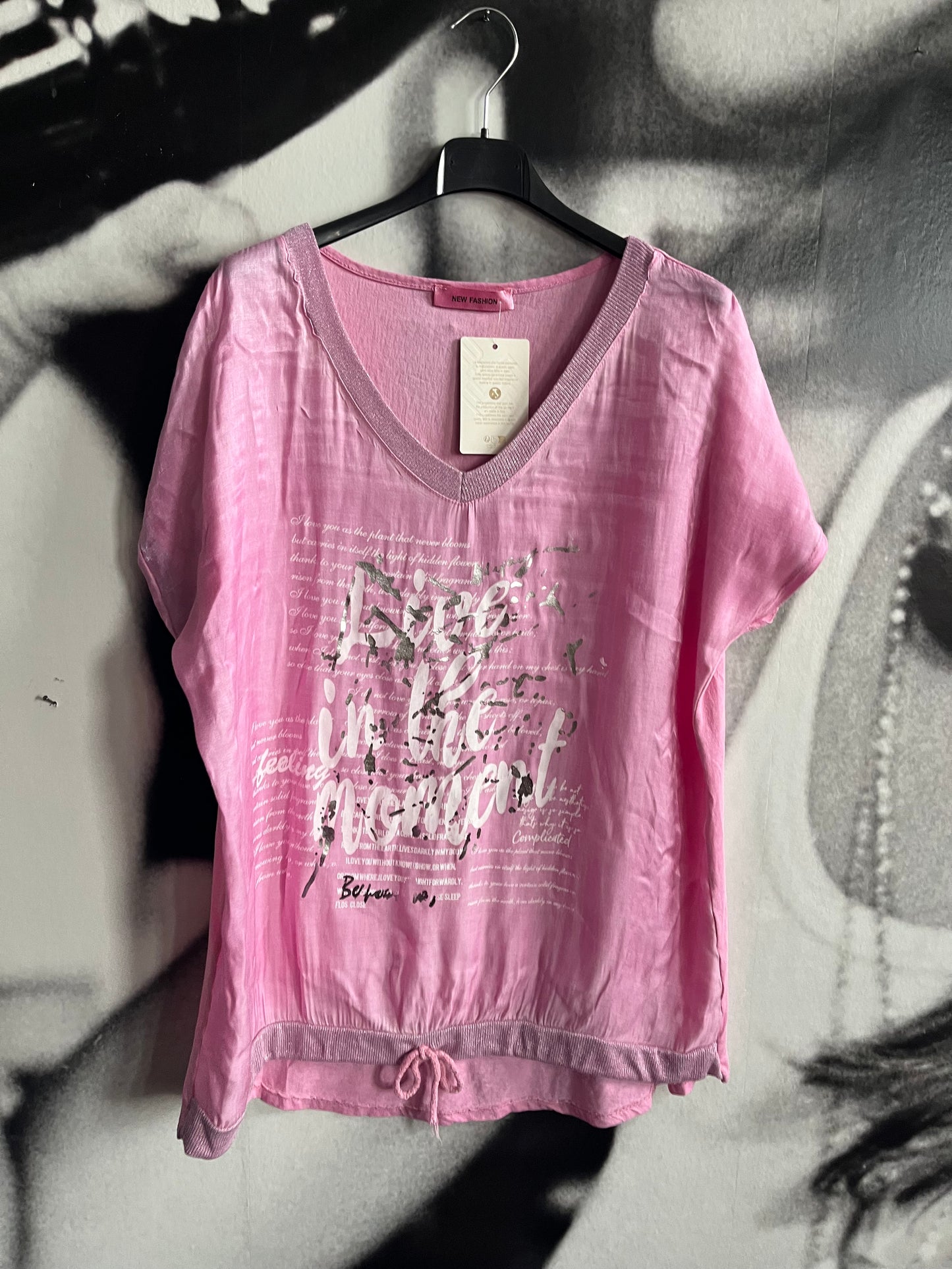Bluse, Shirt, mit Schrift