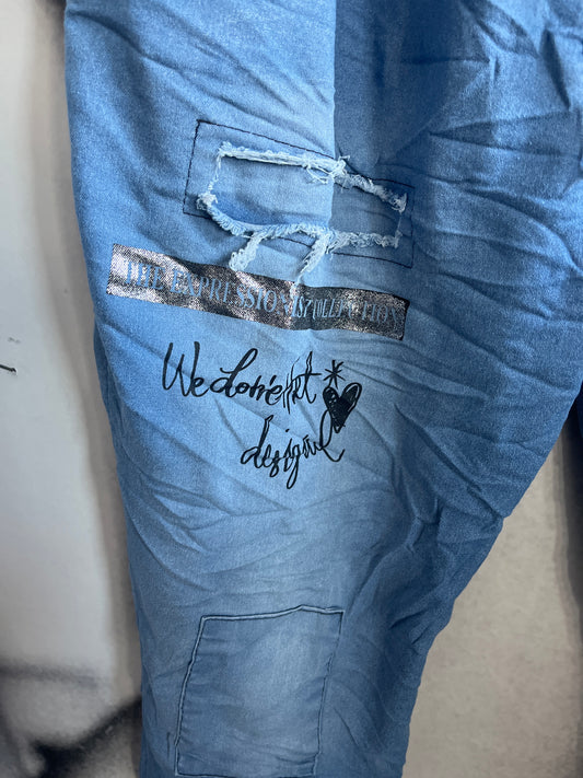Jeans ,Hose Big Size, mit Schrift