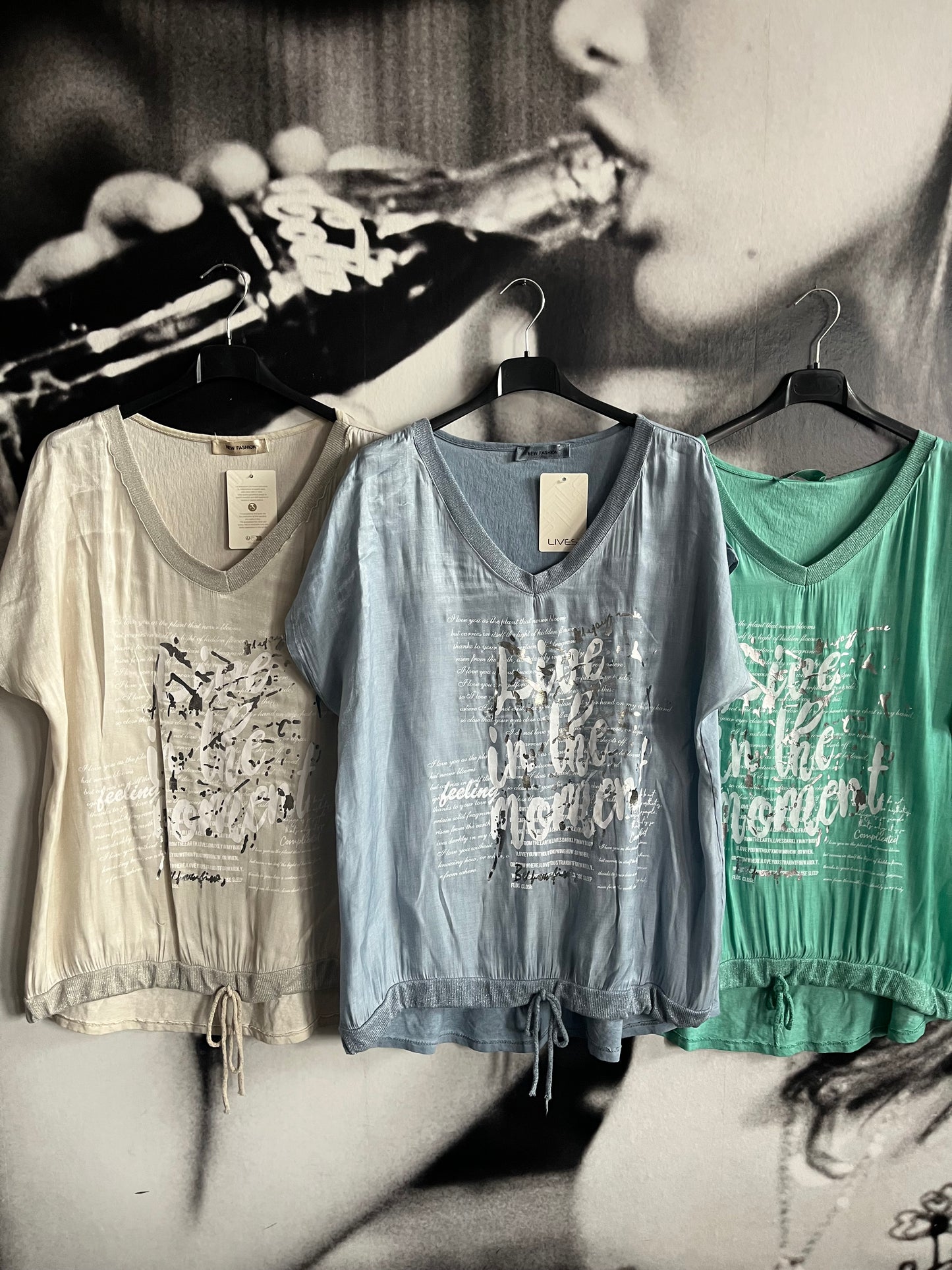 Bluse, Shirt, mit Schrift