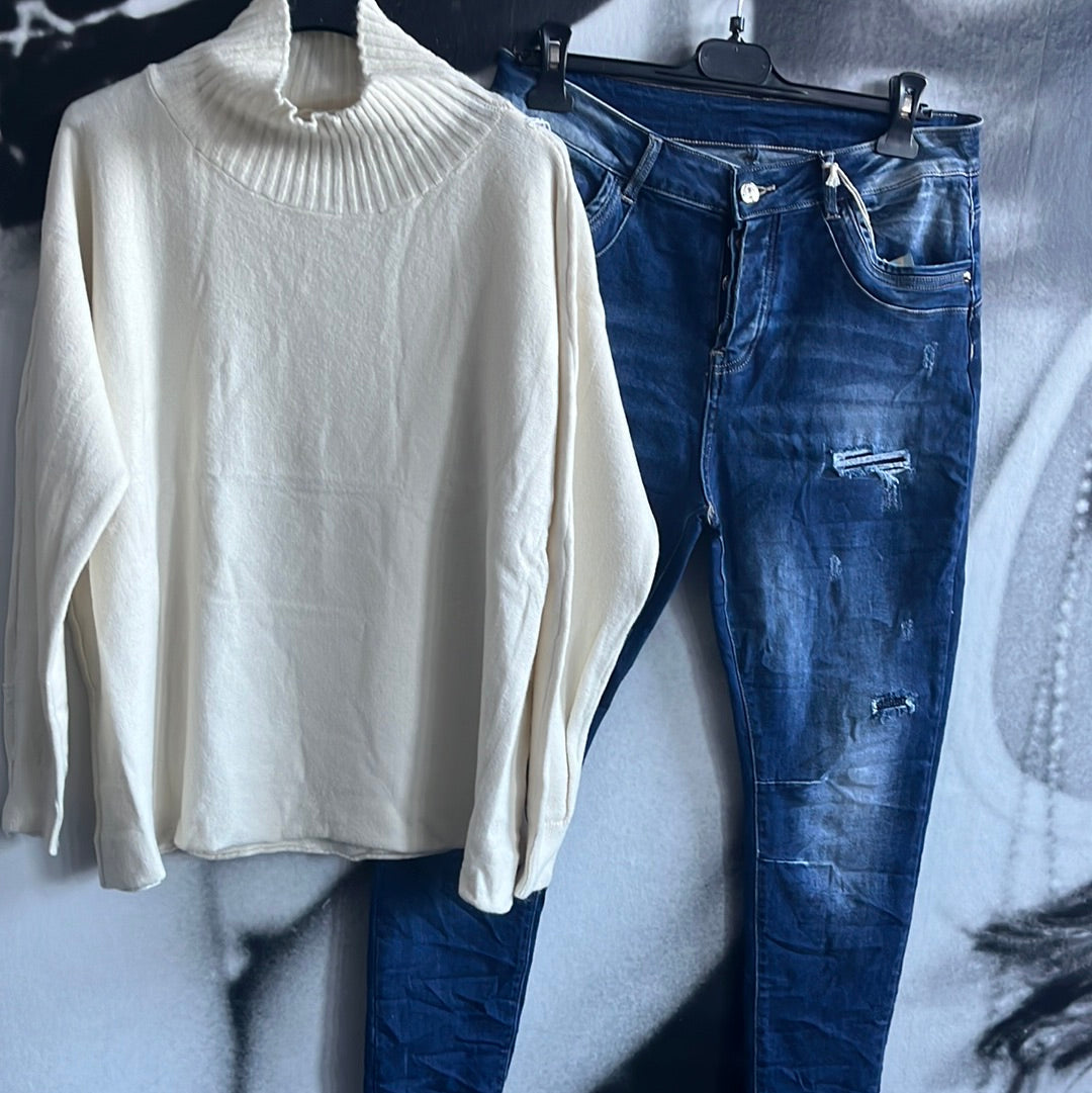 Strickpulli mit Stehbündchen