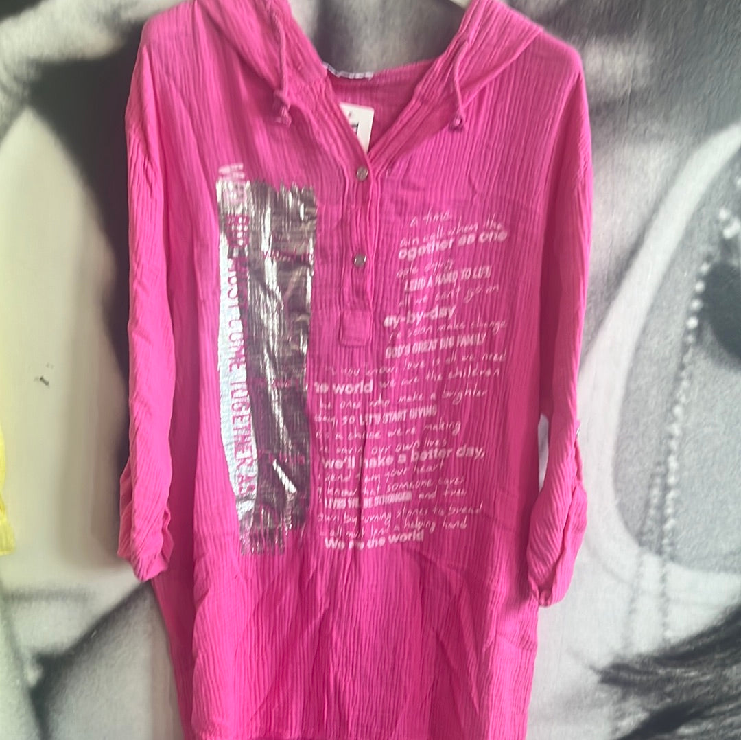 Bluse, Shirt mit Silberschrift