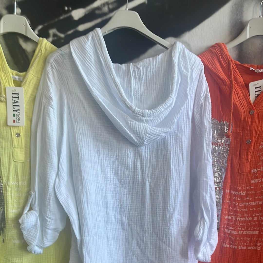 Bluse, Shirt mit Silberschrift
