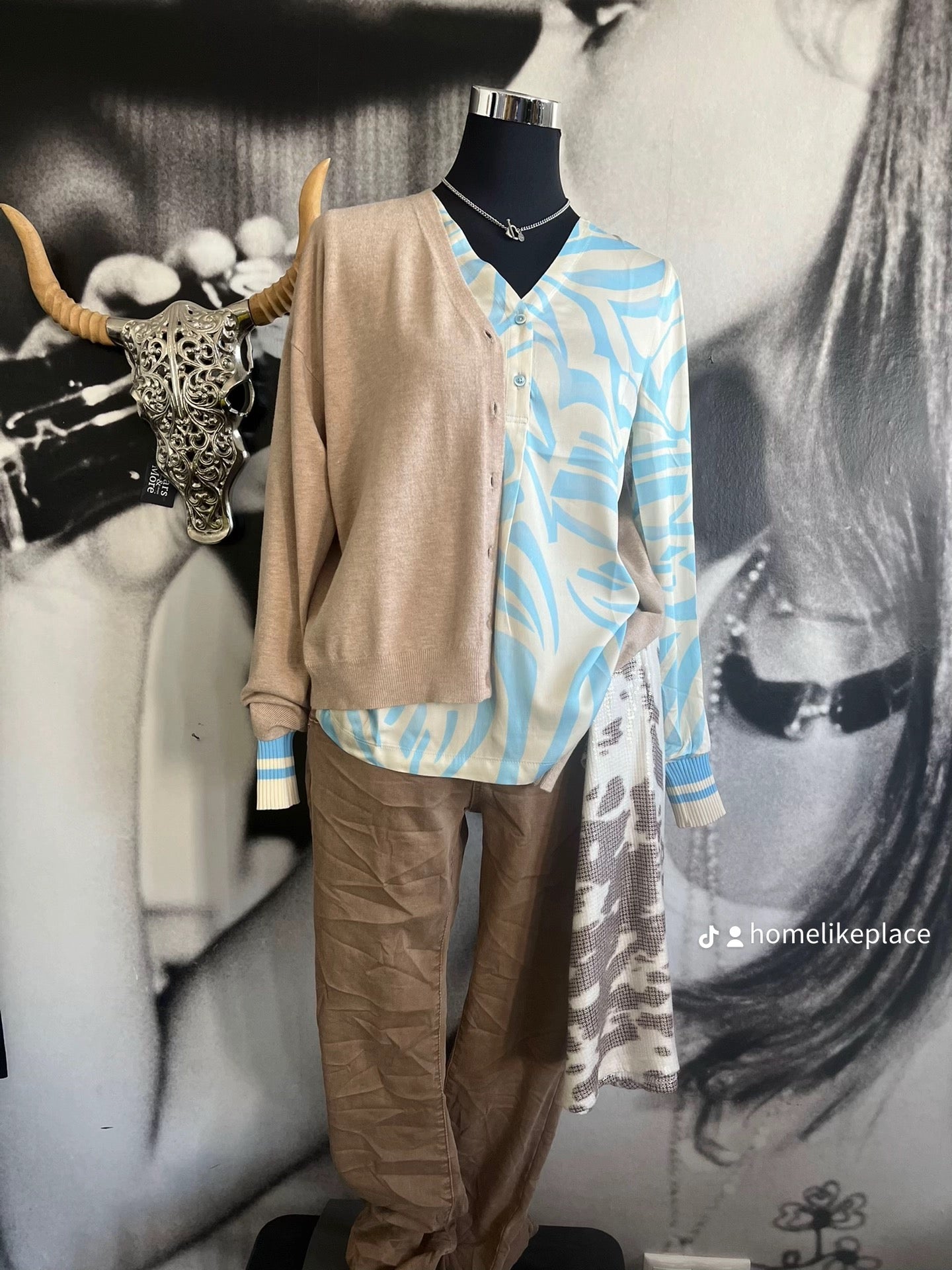 Bluse, Aqua Sand, Emily van den Bergh