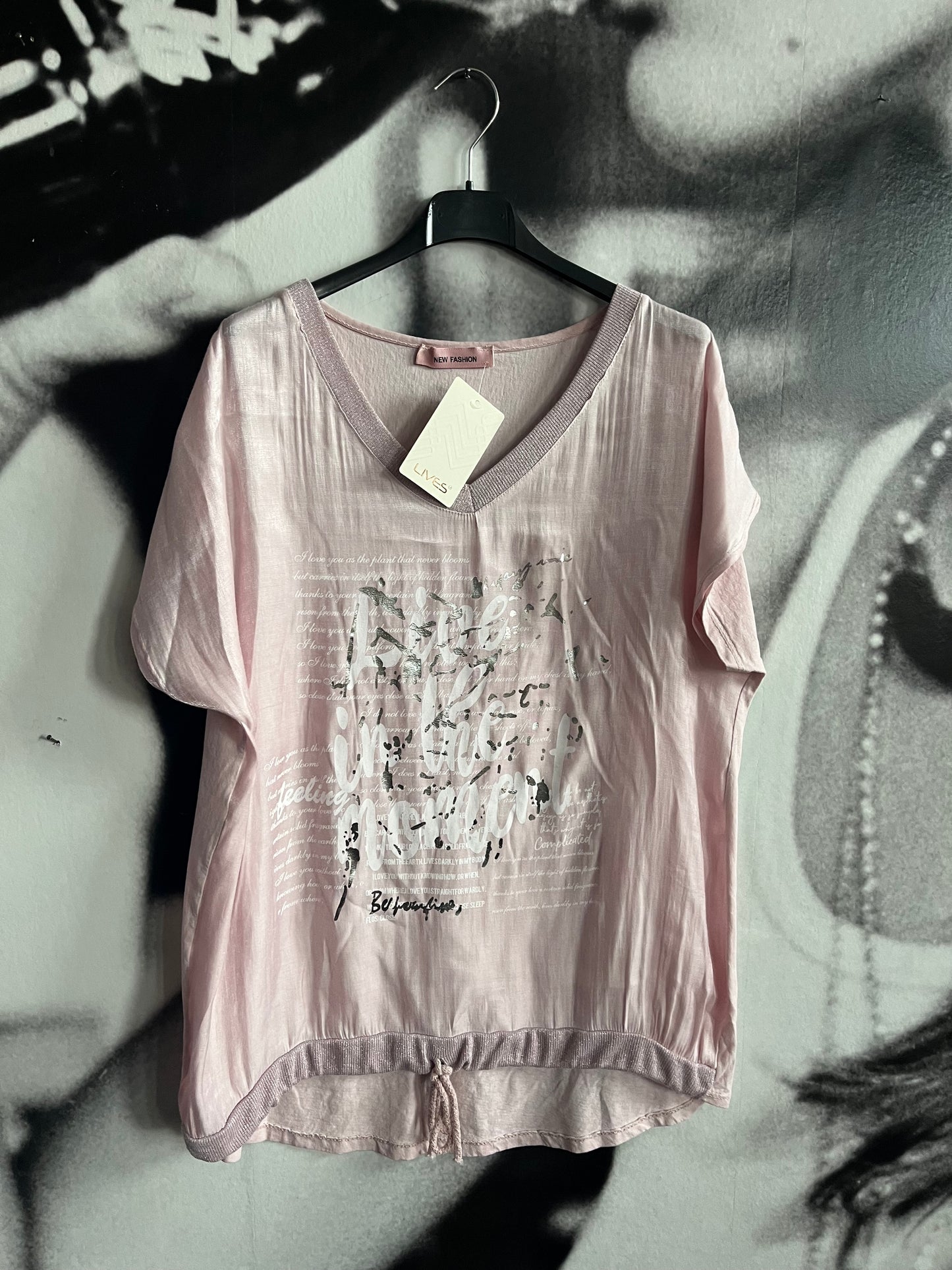 Bluse, Shirt, mit Schrift