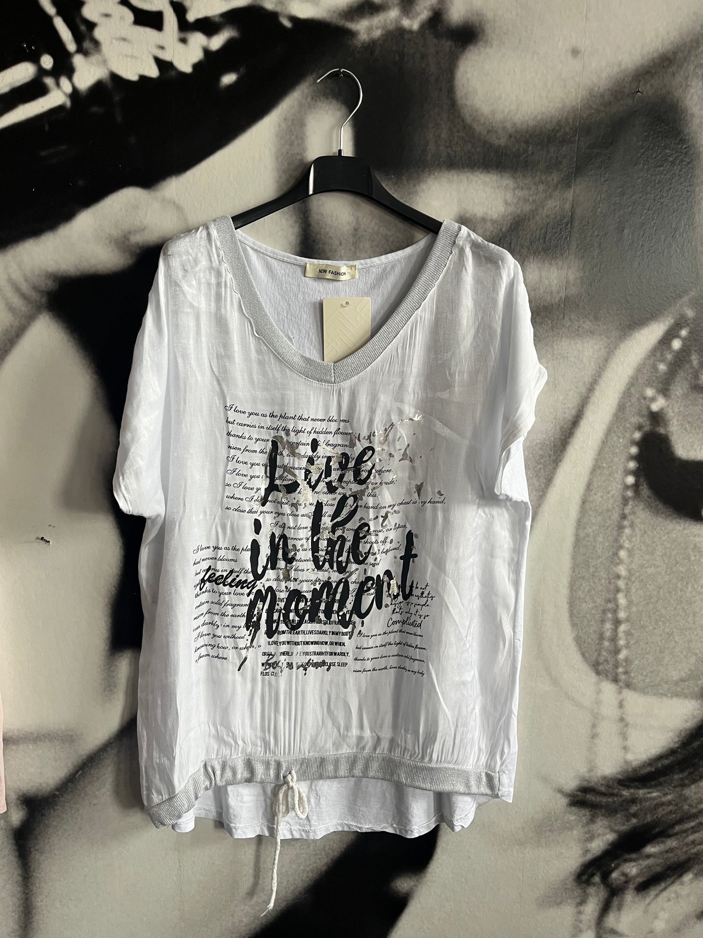 Bluse, Shirt, mit Schrift