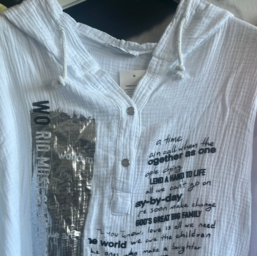 Bluse, Shirt mit Silberschrift
