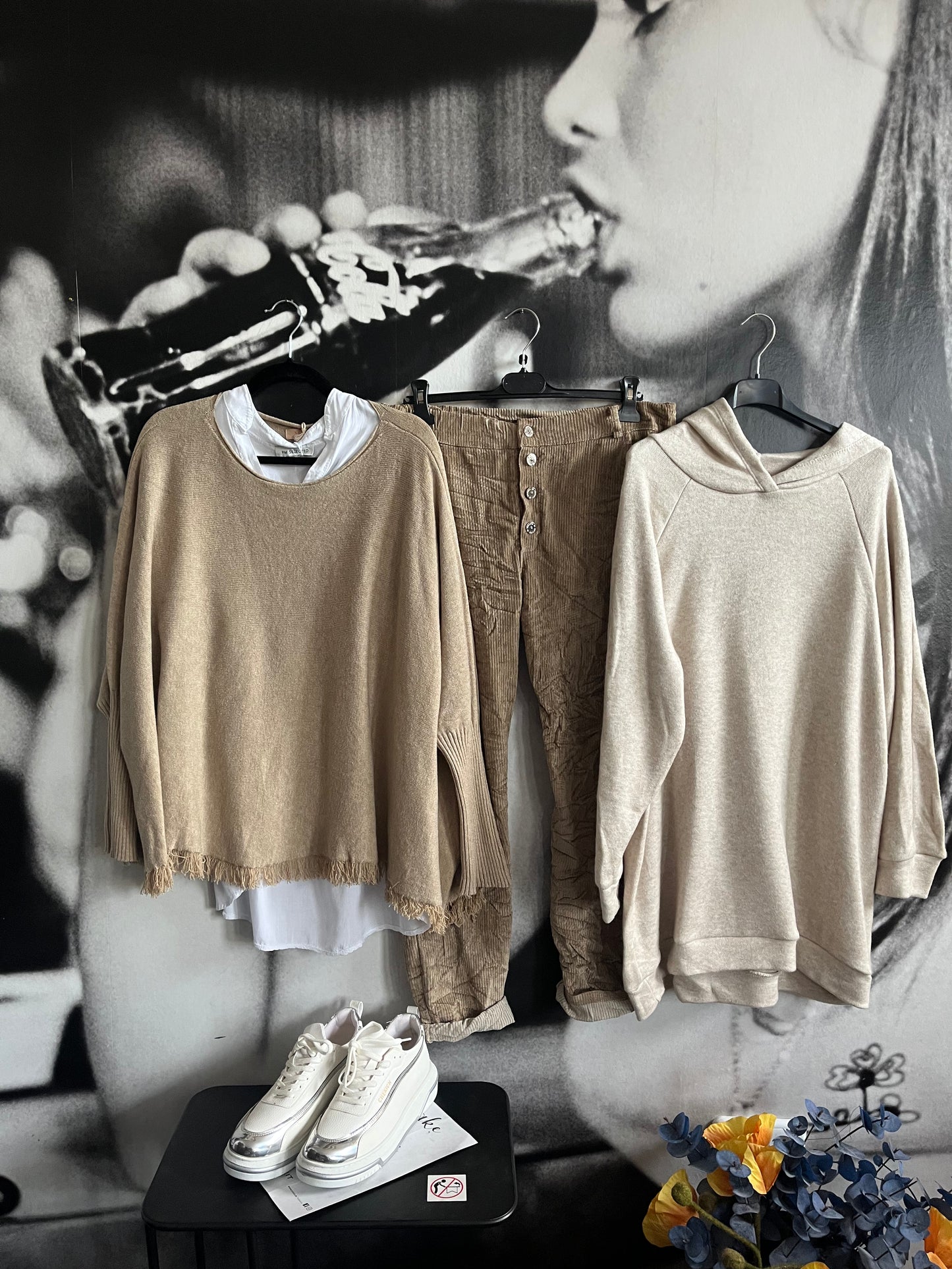 Hoodie, Kapuzenshirt , beige