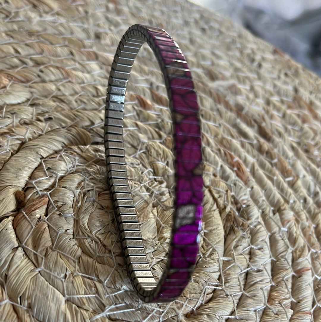 Armband ,Pink Blätter, 6 mm, Banded