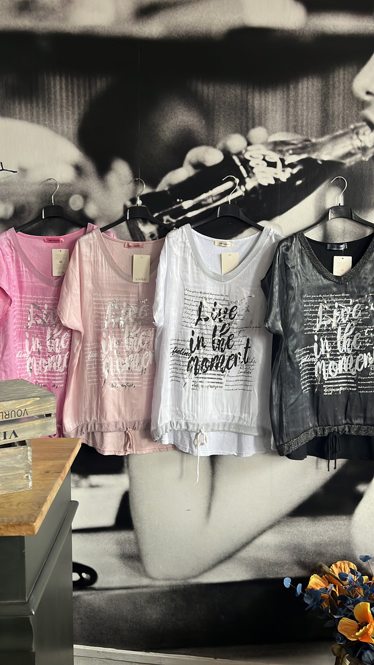 Bluse, Shirt, mit Schrift