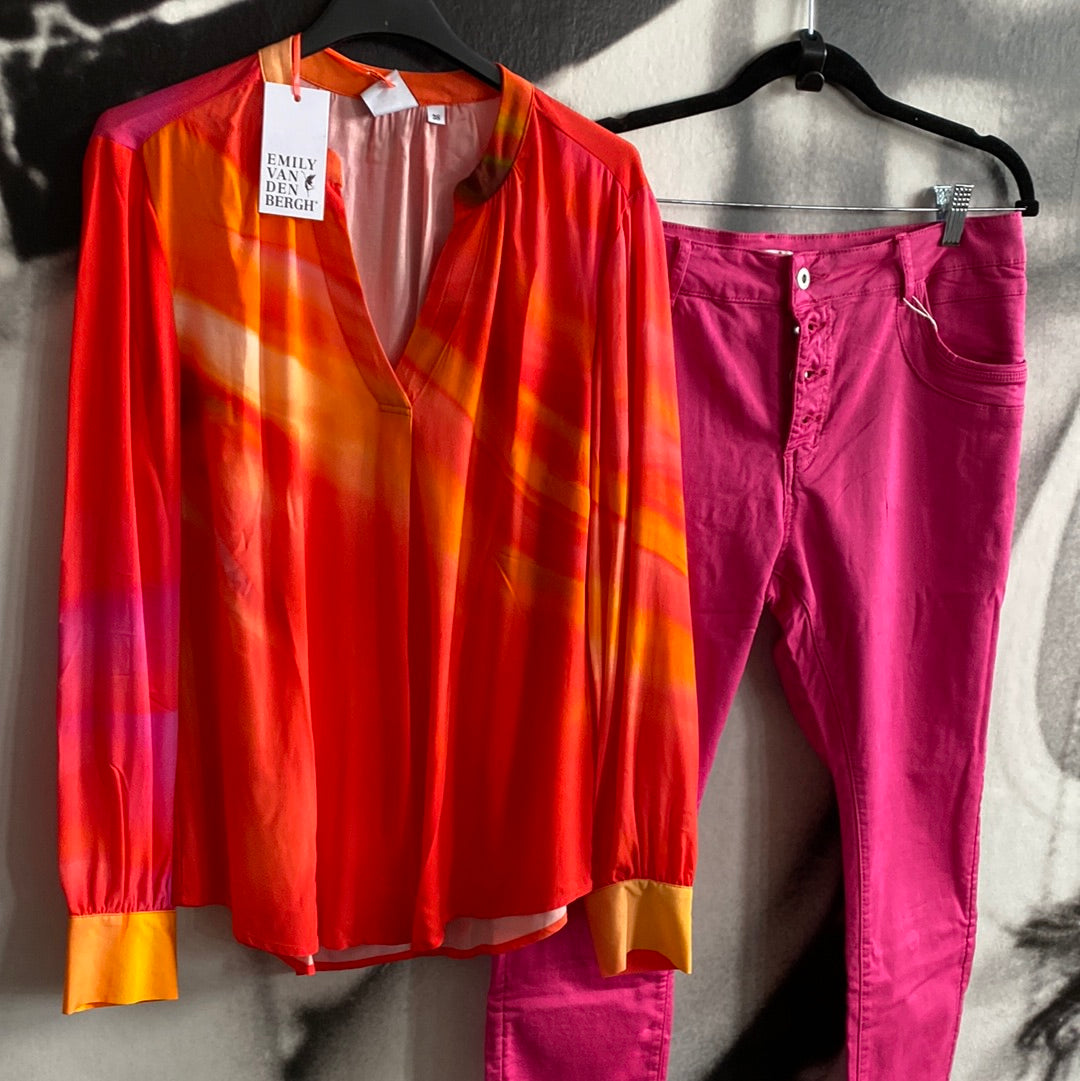 Bluse , Orange Verlauf, Emily van den Bergh