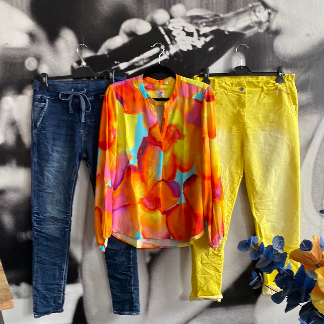 Bluse , Multi Orange Flower, Emily van den Bergh