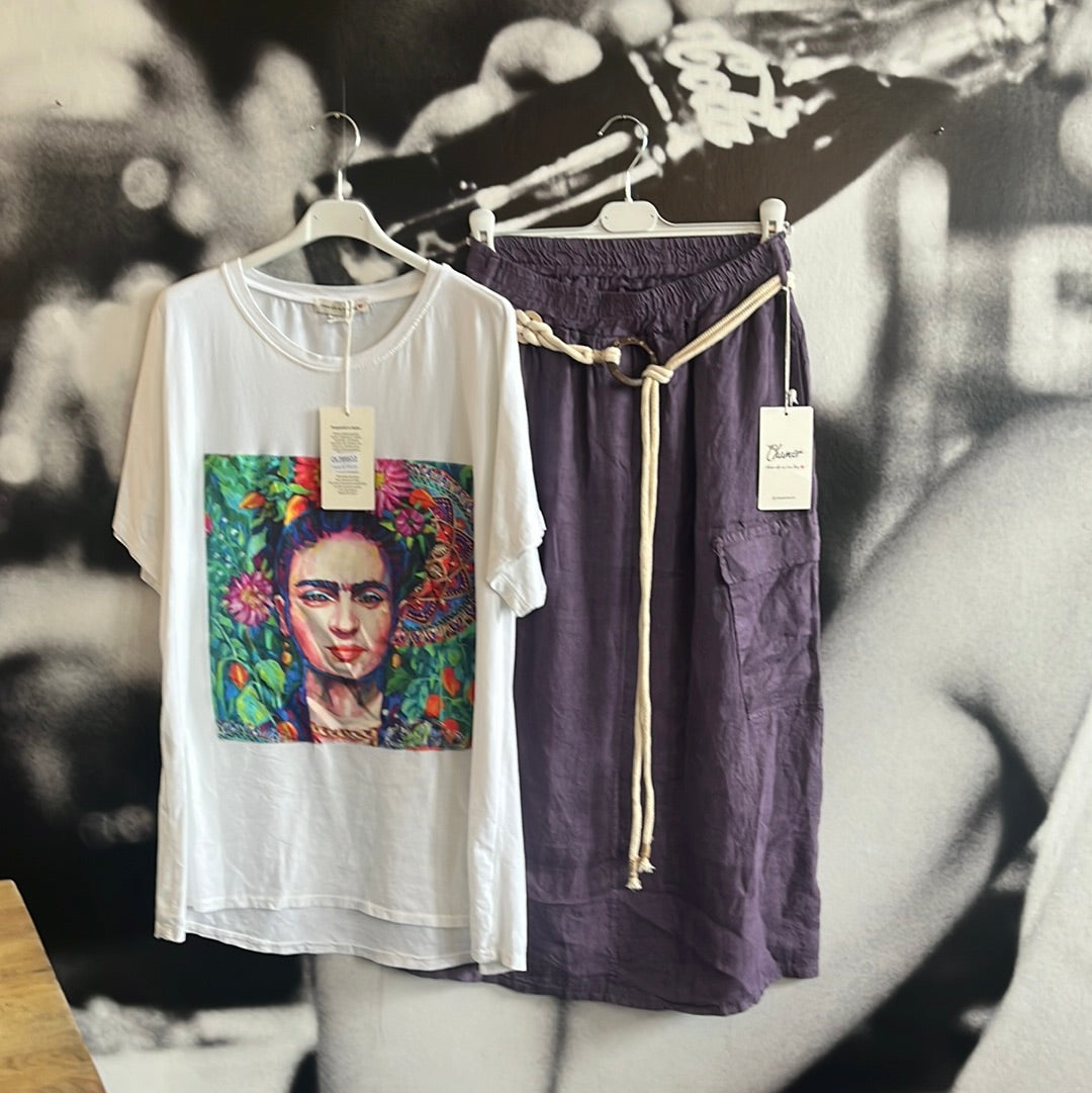 Rock, Leinen, mit Gürtel