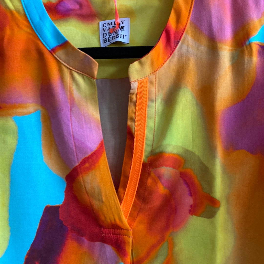 Bluse , Multi Orange Flower, Emily van den Bergh