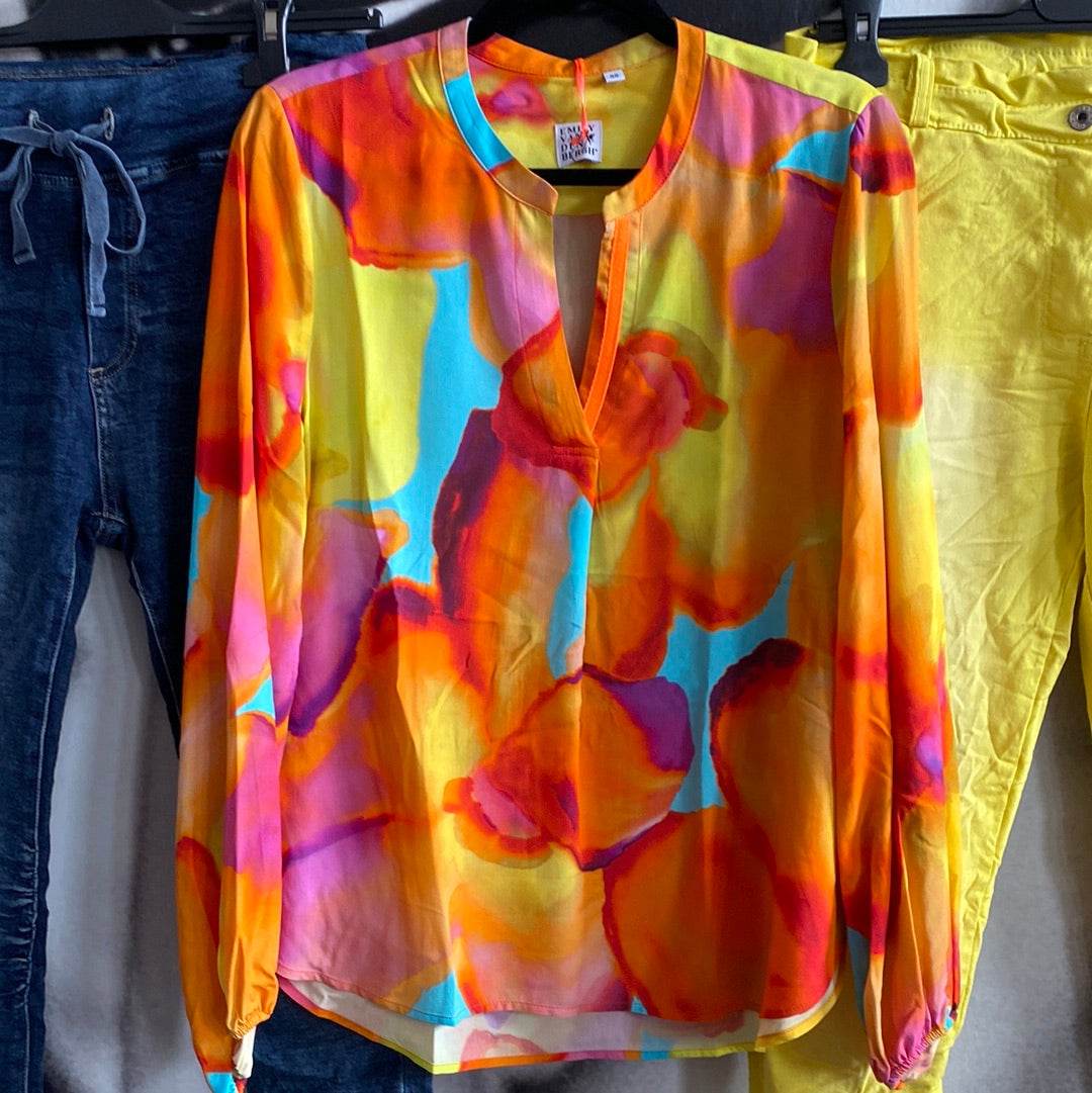 Bluse , Multi Orange Flower, Emily van den Bergh
