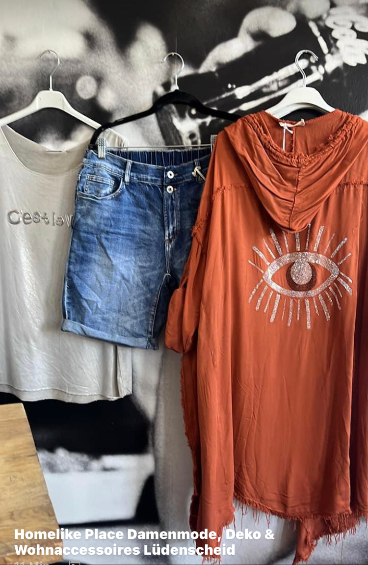 Mantel , Vintage, mit Fransen und Auge