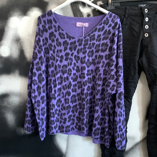 Shirt , Feinstrick , Leoprint ,