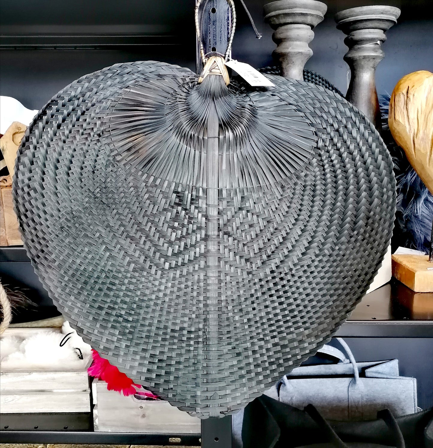 Seegras Fächer, Wanddekoration, schwarz