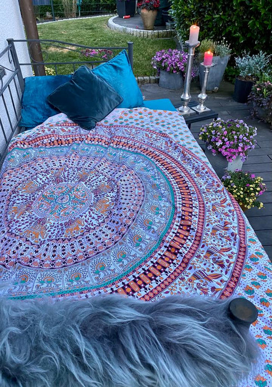 Tuch, Strandtuch, Grün -Orange,