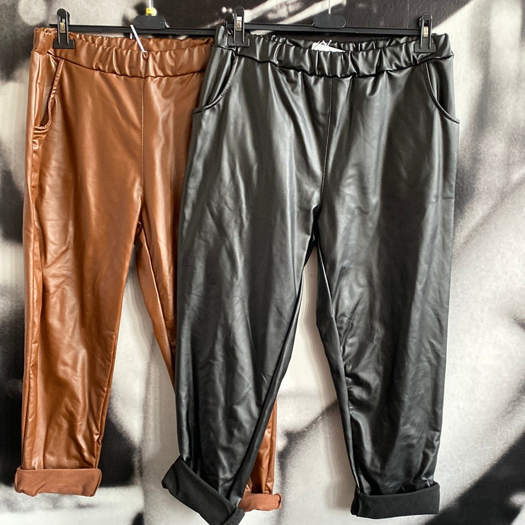Schlupfhose, Lederoptik,Big Size, Hose