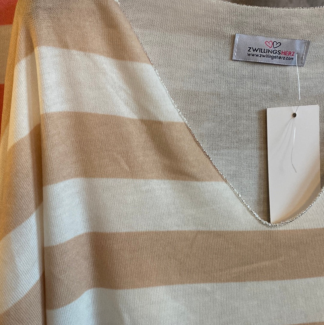 Shirt , gestreift mit Silberrand