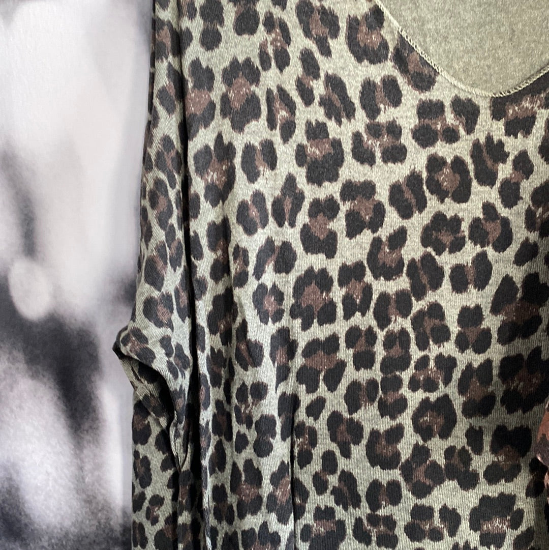 Shirt , Feinstrick , Leoprint ,