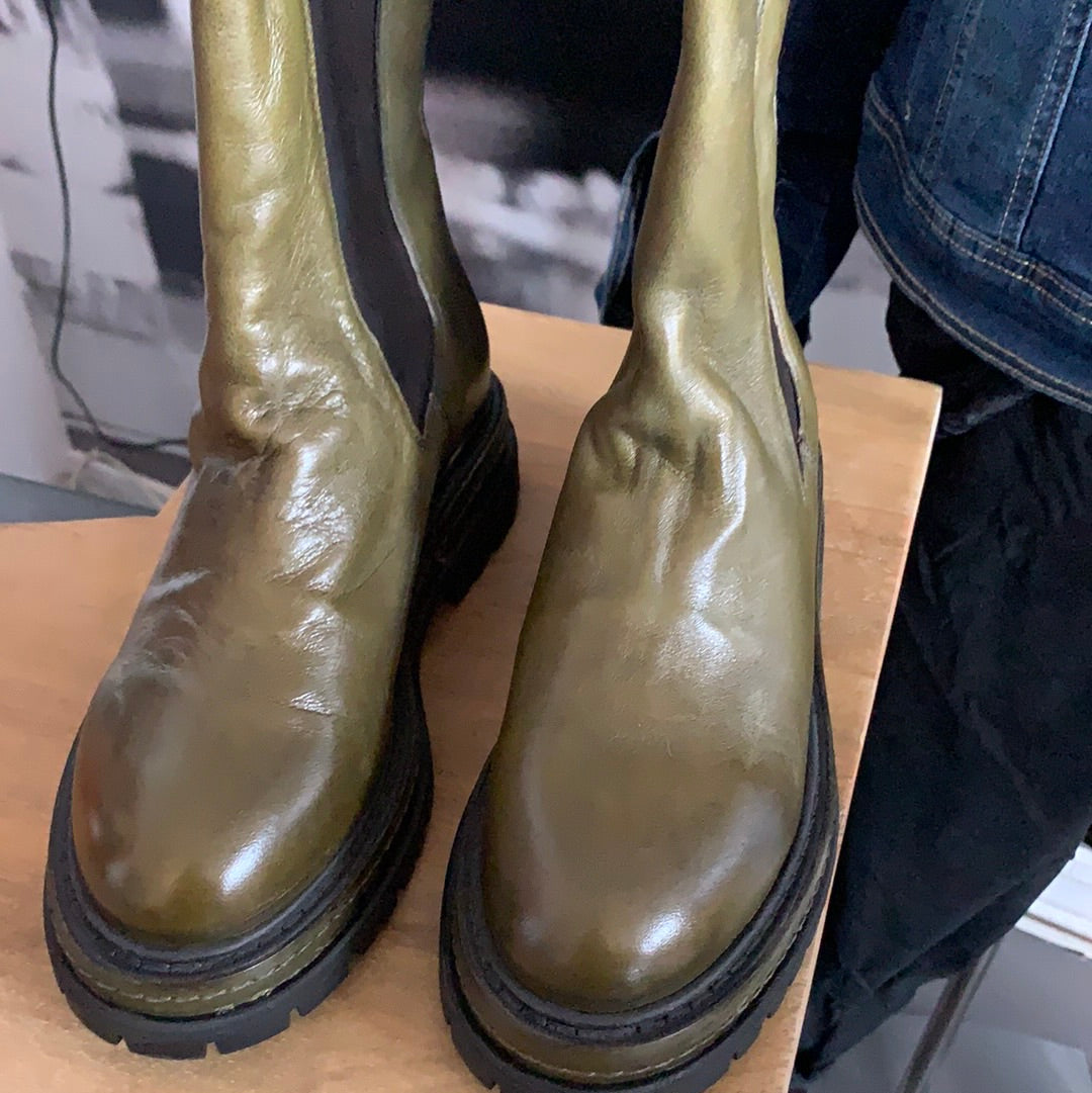 Stiefel , Stiefelette, Schuhe,Leder grün