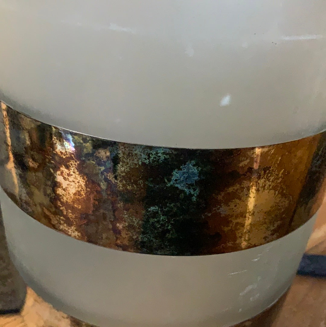 Windlicht, Gold , satiniertes Glas