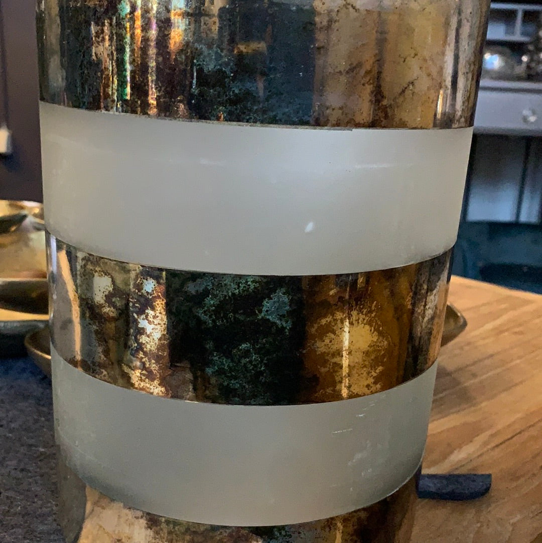 Windlicht, Gold , satiniertes Glas