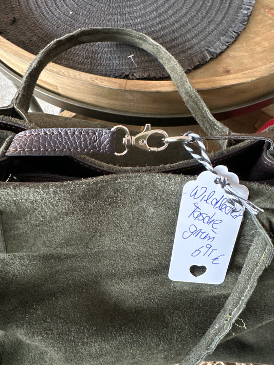 Tasche, Wildleder, grün