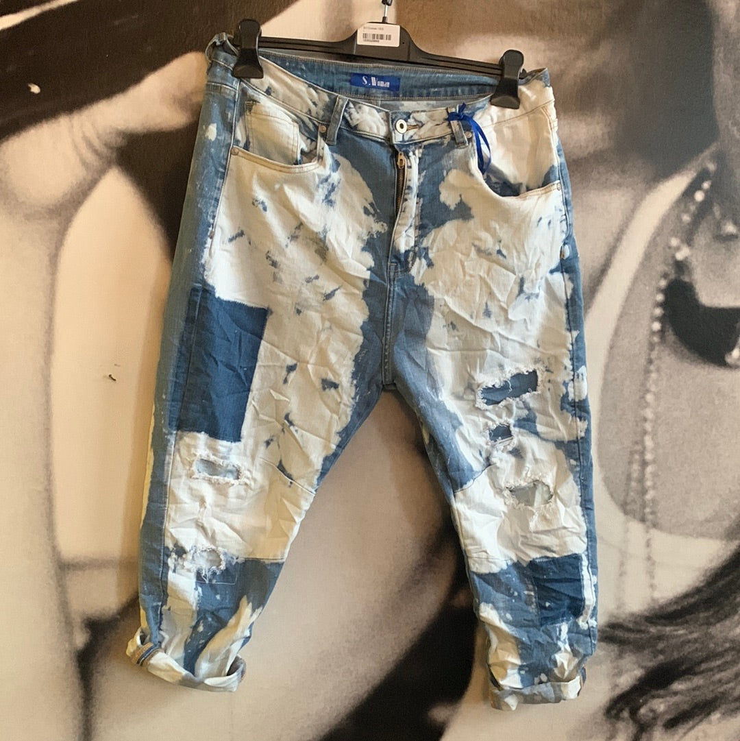 Jeans  Blau / Weiß 0068