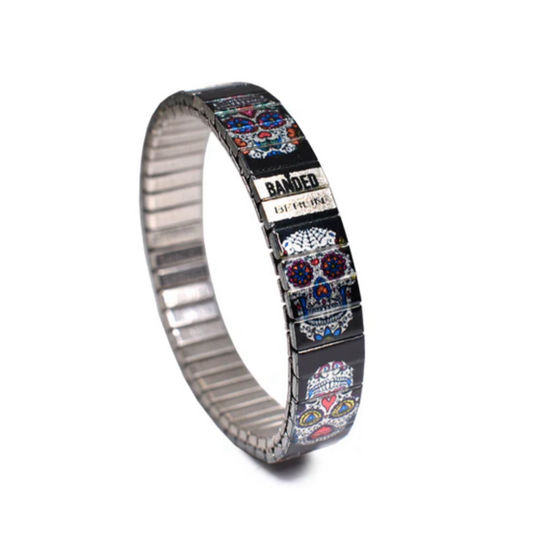 Armband , Skull Black, 10 mm, Banded