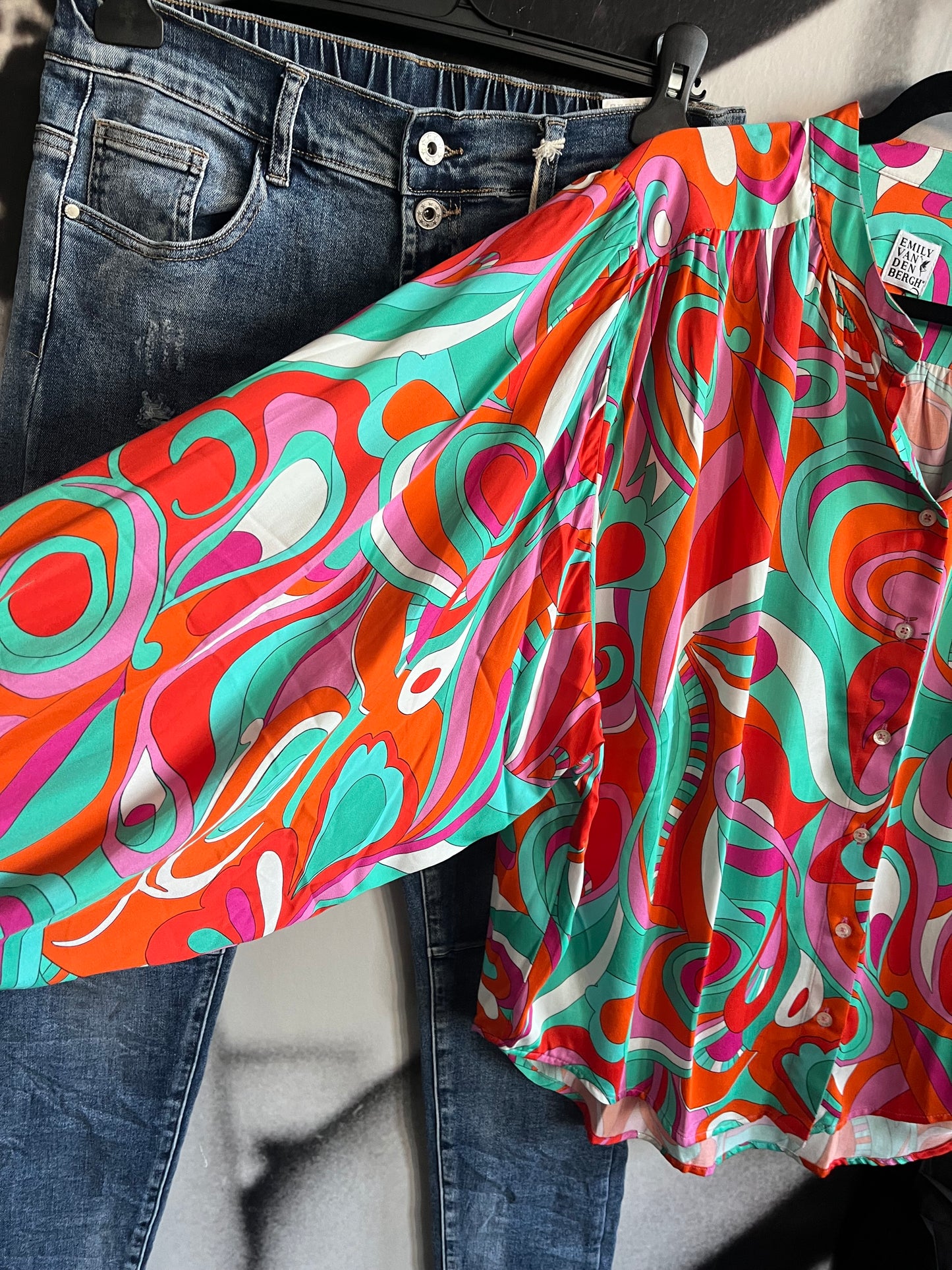 Bluse ,Pink/Orange,  Flower, Emily van den Bergh