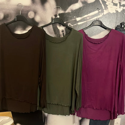 Shirt, Langarm , gekreuselt