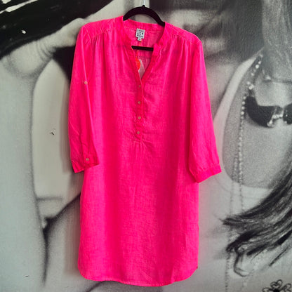 Hemdbluse, Kleid, neonpink, Emily van den Bergh