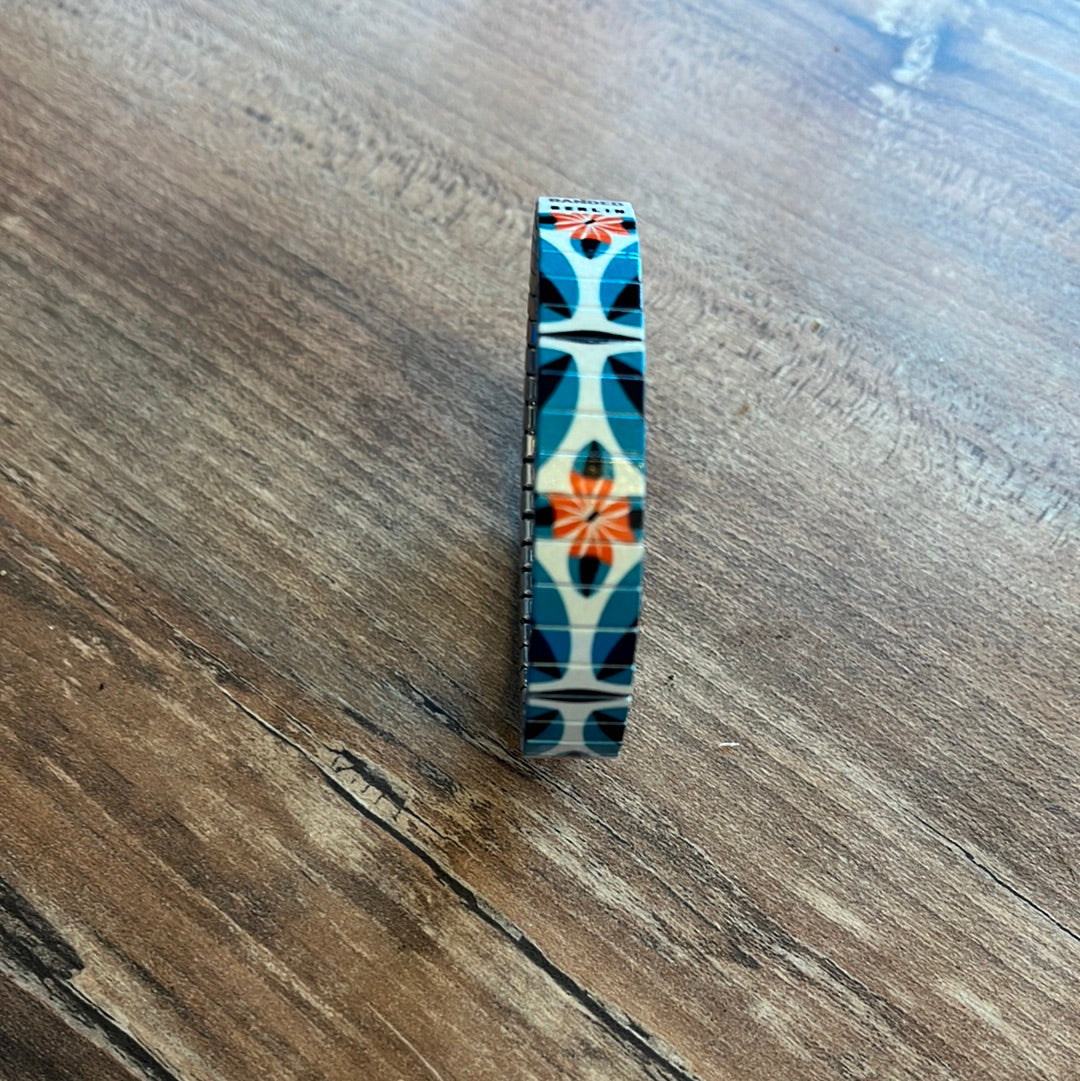 Armband , Türkis/ Orange, 10 mm, Banded