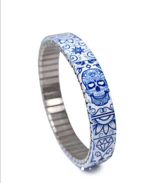 Armband , Skull Blue, 10 mm, Banded