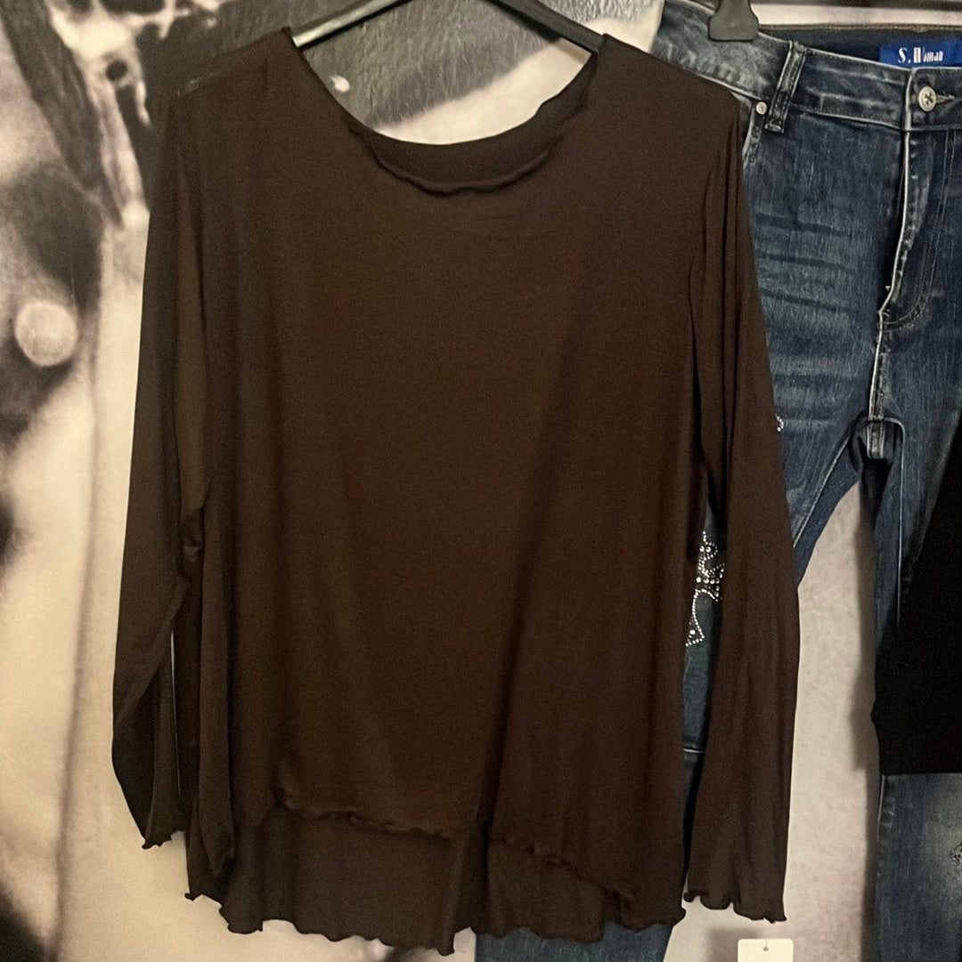 Shirt, Langarm , gekreuselt