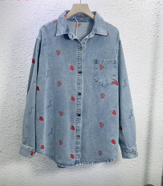 Jeans Hemd, Erdbeere
